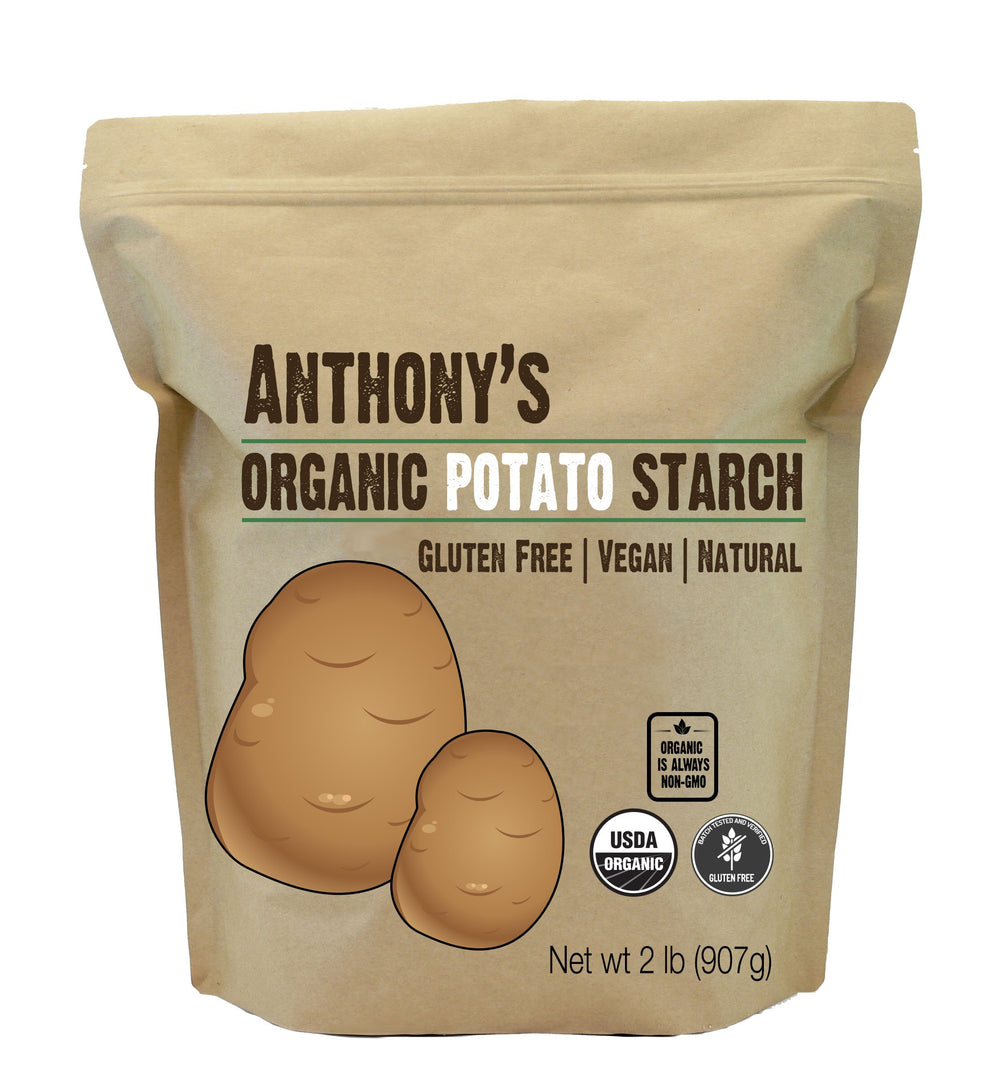 Anthony's Organic Potato Starch front label highlights gluten-free, unmodified formula