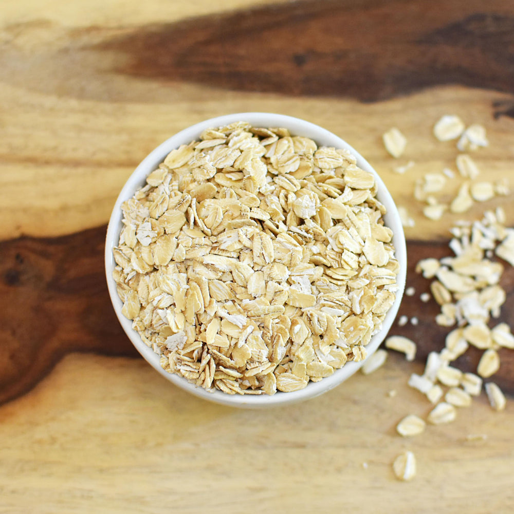 Anthony's oats packaging emphasizing organic, non-GMO, vegan attributes