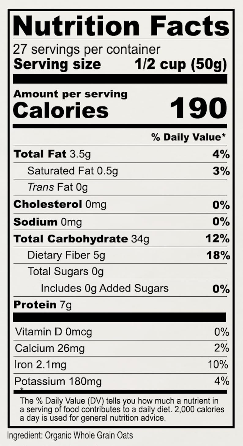 Anthony's Organic Rolled Oats container highlighting whole grain quality