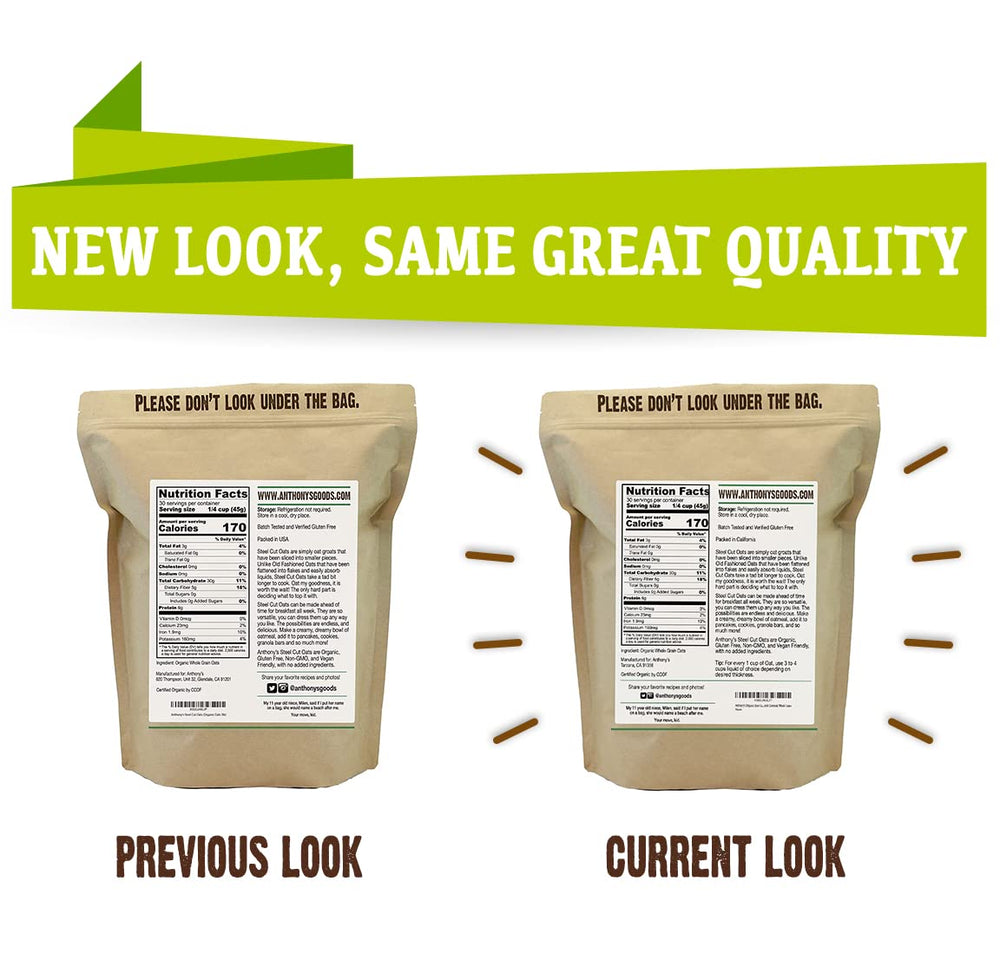 Anthony's oats in a measuring cup demonstrate gluten-free, organic quality for reliable cooking.