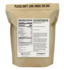 Anthony's Organic Turmeric Powder dispensing scoop enables easy, precise measuring for cooking.