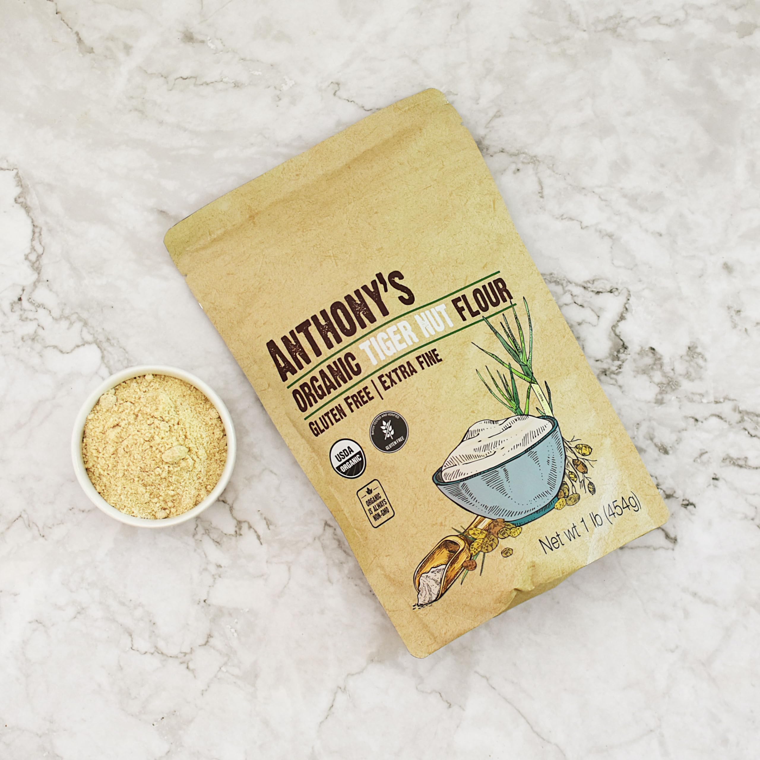 Anthony's Organic Tiger Nut Flour kitchen scene highlighting healthy baking possibilities