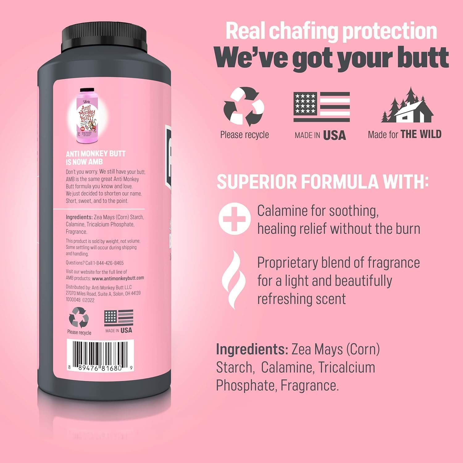 Anti Monkey Butt Pack of 2 8oz bottles for daily use and on-the-go routine