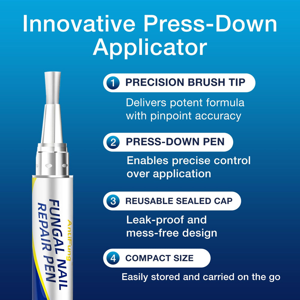 The AntiFung Toenail Pen discreet design shown in hand for daily use.