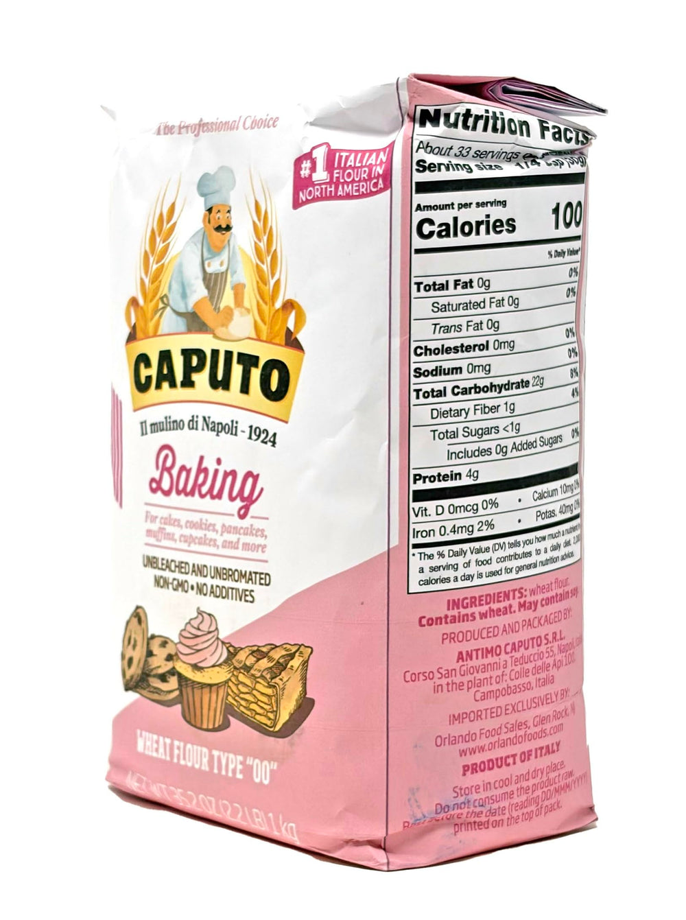 Antimo Caputo Pasticceria 00 flour bag close-up highlighting packaging quality.