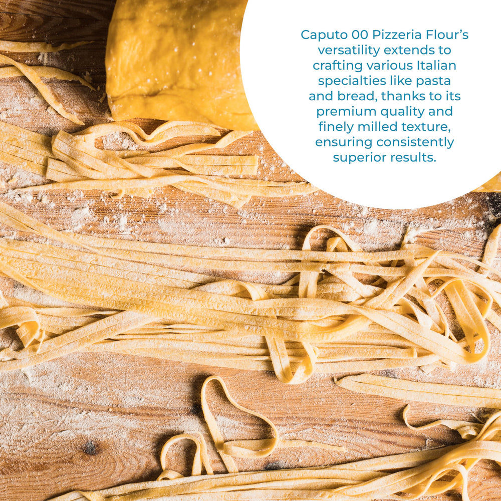 Antimo Caputo Pizzeria Flour Blue bag label close-up, Italian origin