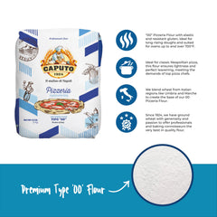 Antimo Caputo Pizzeria Flour Blue shelf label signaling Naples-made authenticity