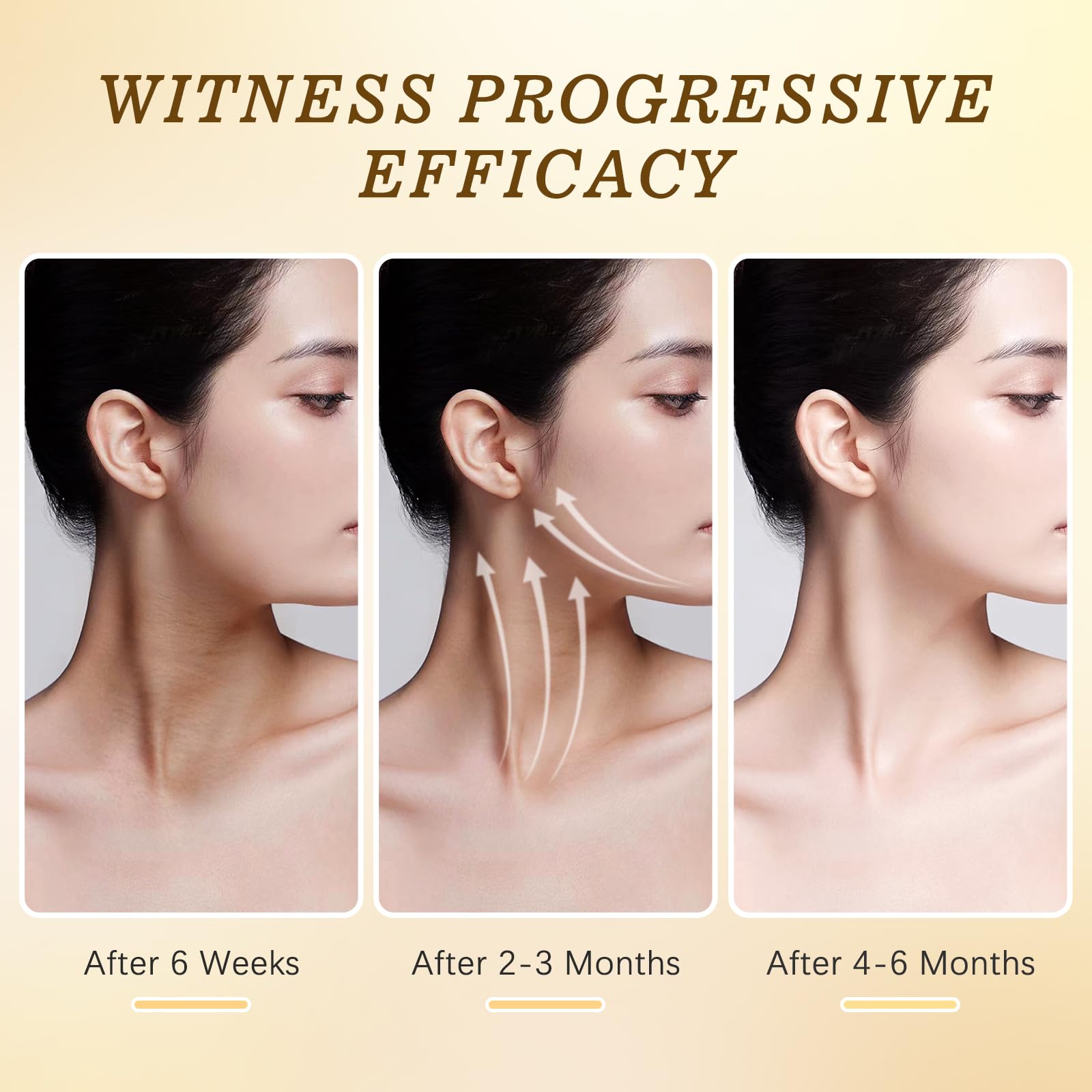 ANTIVP neck and décolleté area application showing potential lifting effects