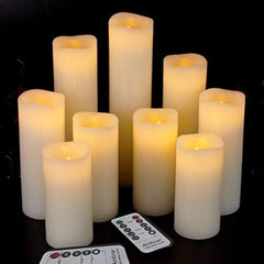 antizer ivory flameless candles with a real wax look in a nine‑pack display