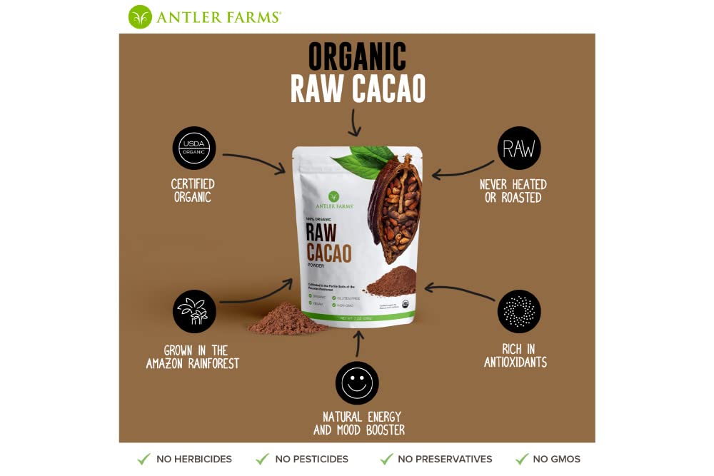 Antler Farms cacao powder smoothie glass enhancing flavor and aroma