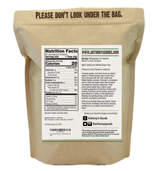 Anthony's Organic Coriander Seeds 1 lb bag back label — batch tested gluten-free