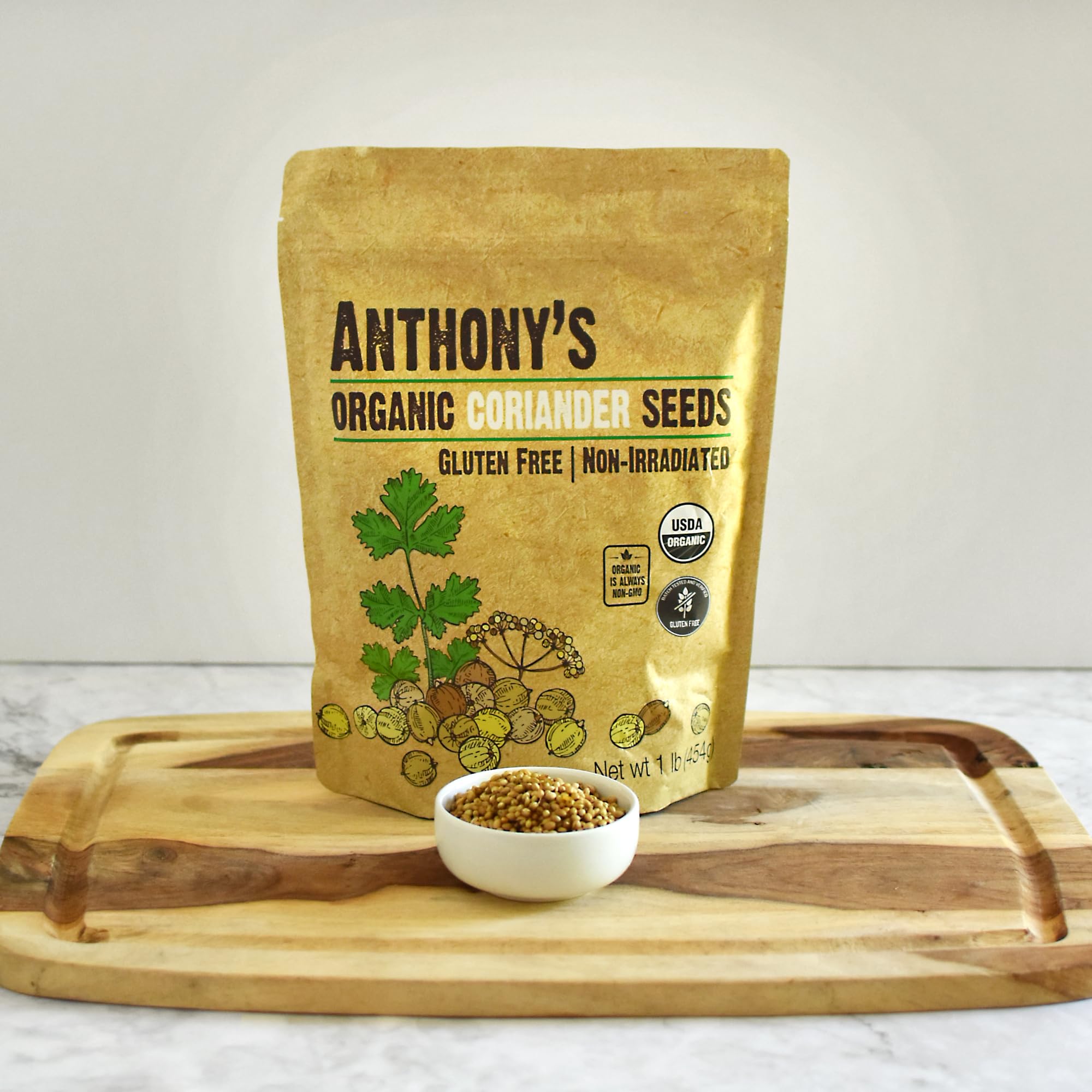 Anthony's Organic Coriander Seeds ground powder convenient spice for blends and curries