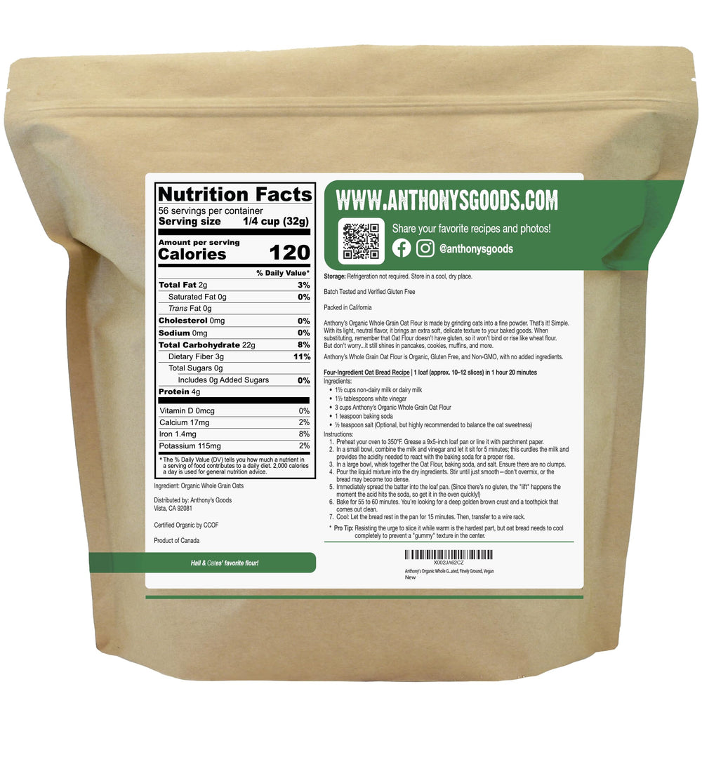 Anthony's Organic Oat Flour finely ground texture close-up for light baking