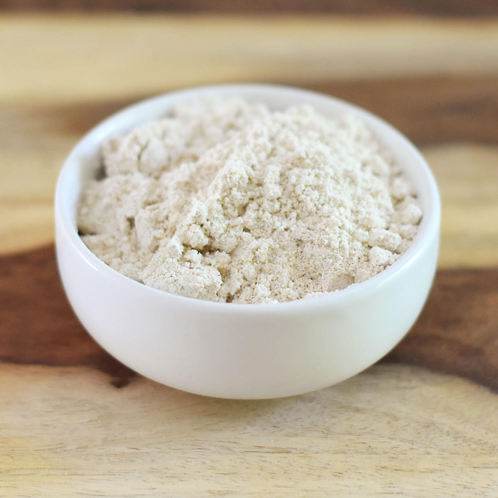 Anthony's Organic Oat Flour label detail highlighting non-irradiated processing