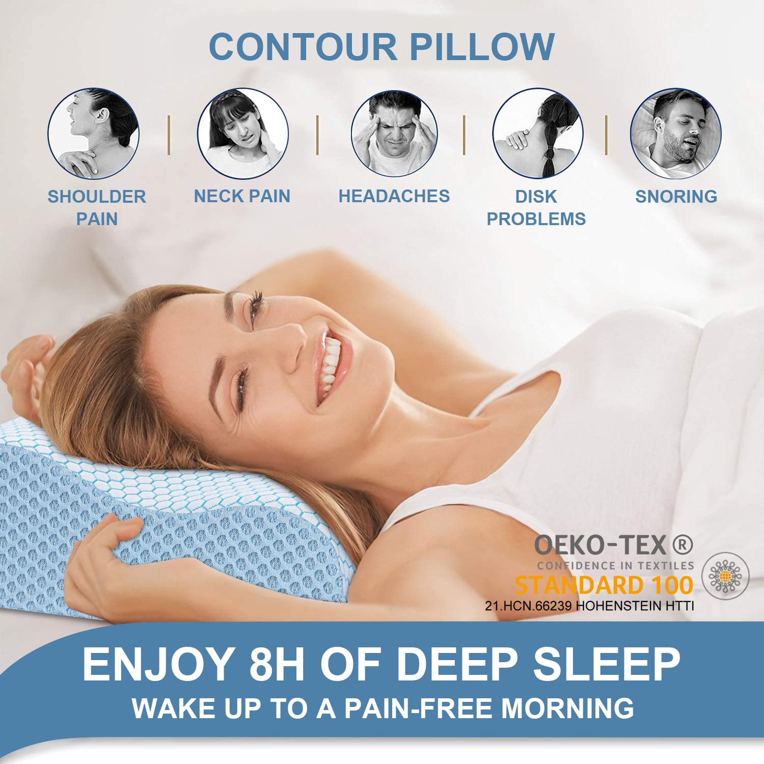 Dual-height levels on the Anvo pillow provide customizable neck support.