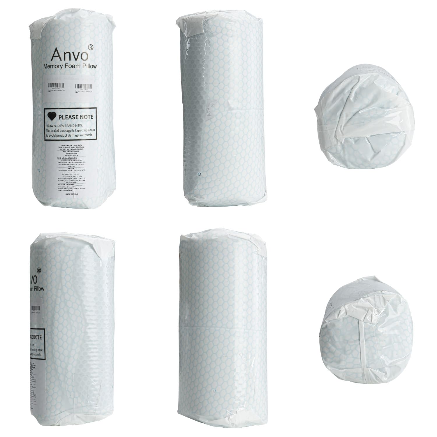 Anvo memory foam pillow suitable for side, back, and stomach sleepers.