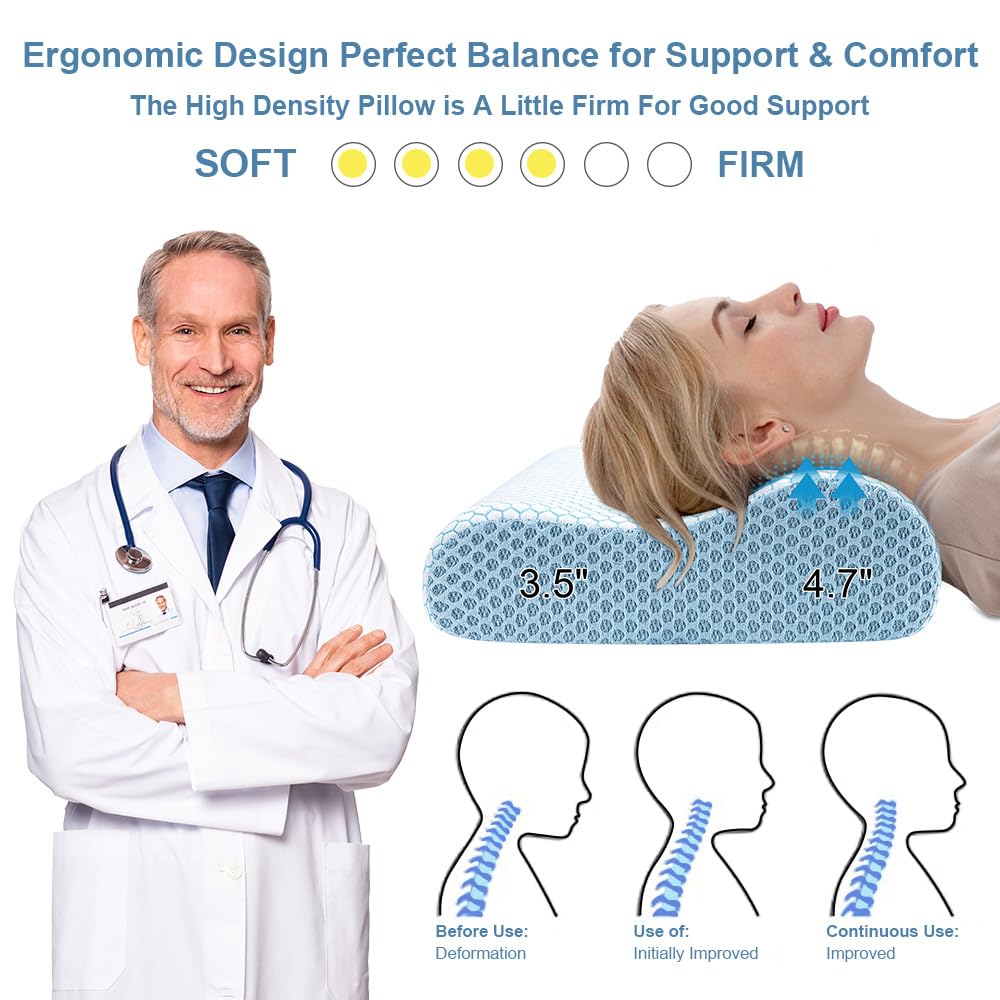 Anvo memory foam pillow side profile demonstrates neck support for all sleep styles.