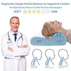 Anvo memory foam pillow side profile demonstrates neck support for all sleep styles.