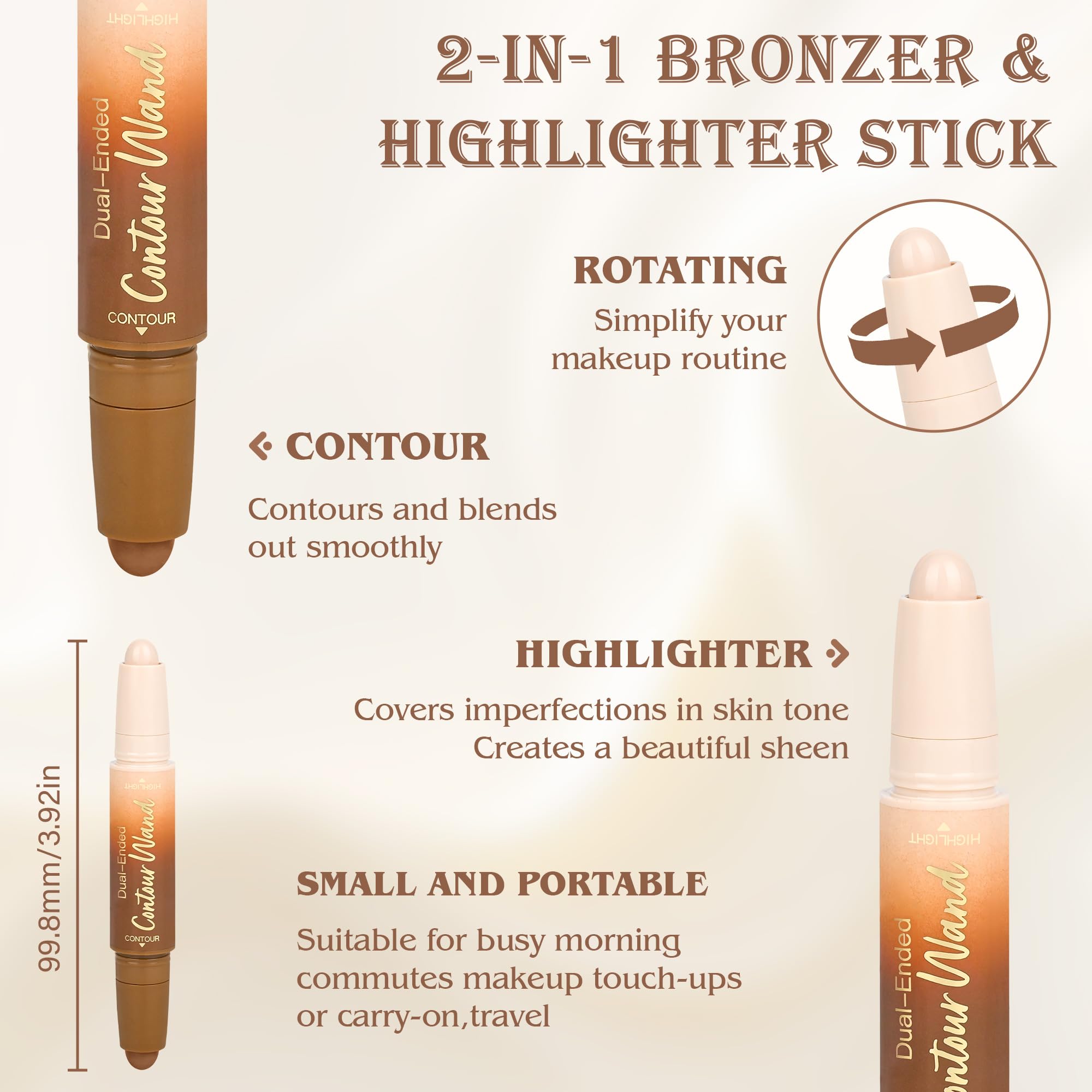 Anwuozu dual-ended design enabling precise contour and radiant highlight.