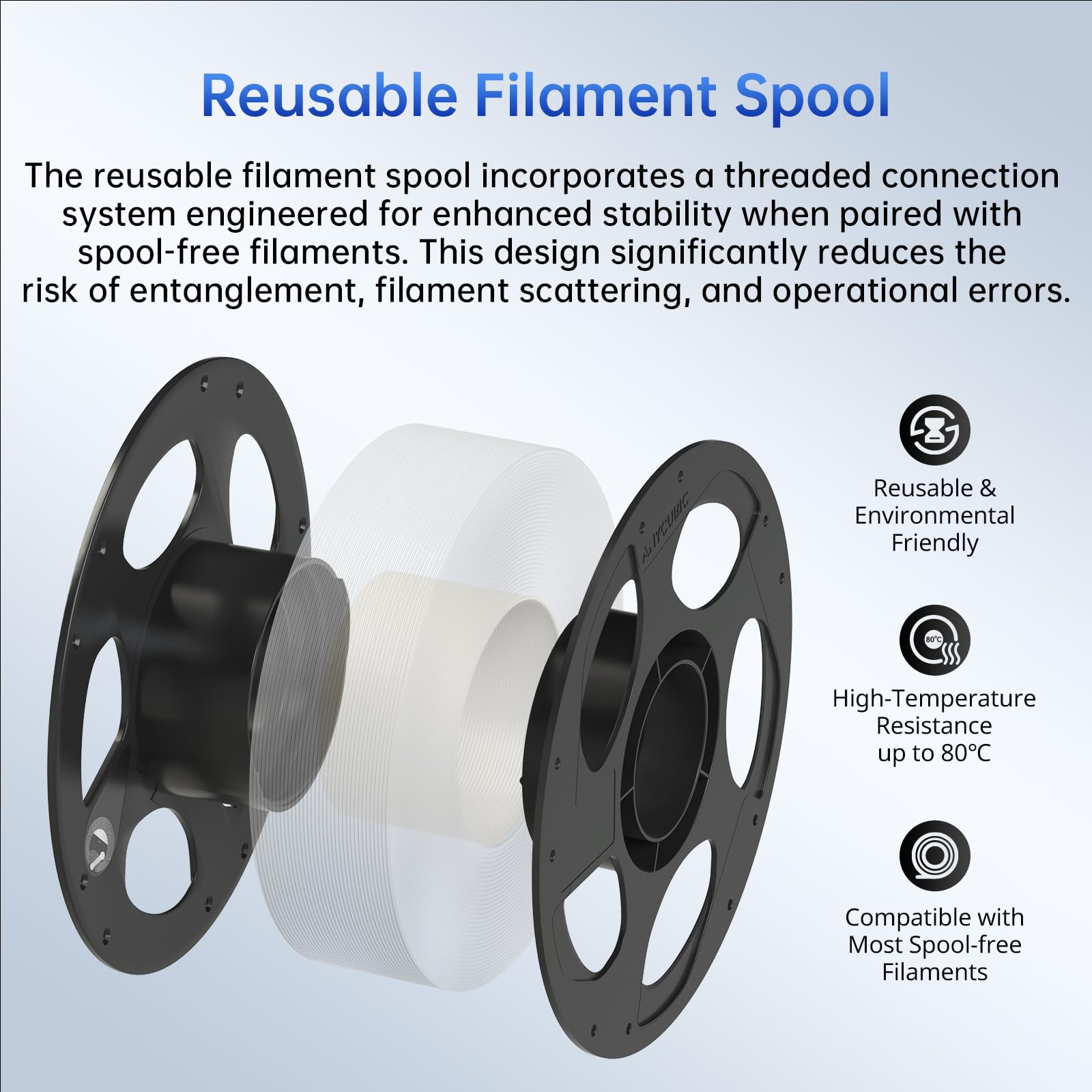 Anycubic PLA Plus spool arranged to prevent tangling for easy setup