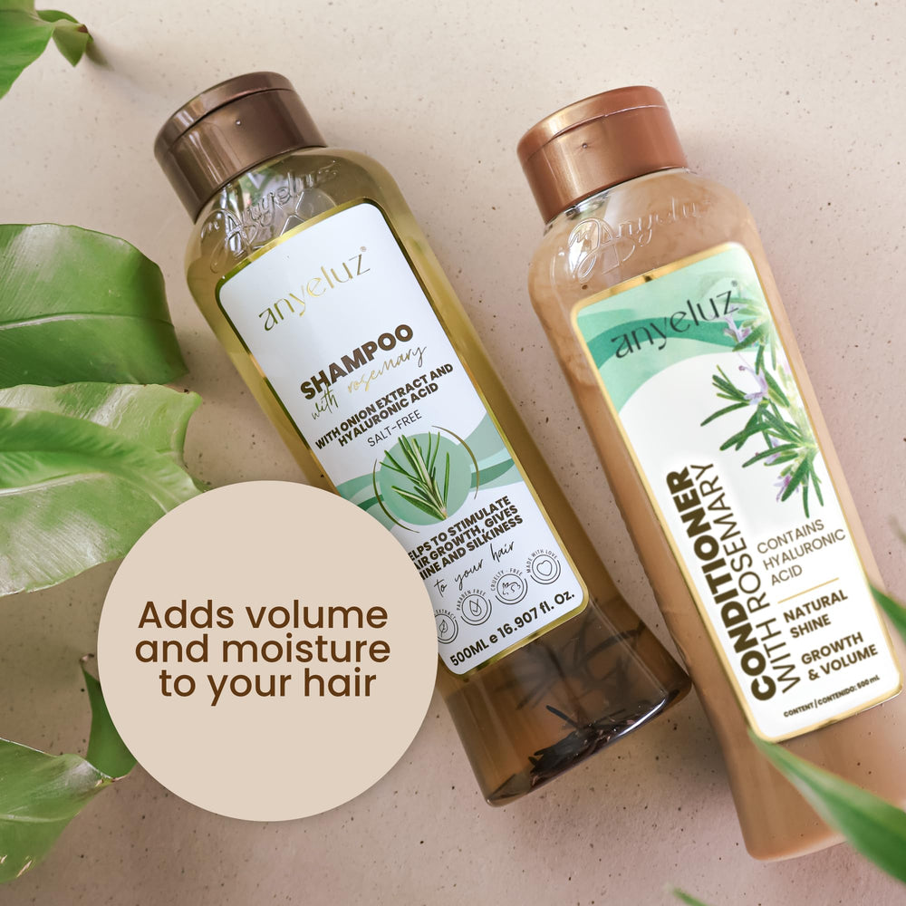 Hyaluronic acid droplets visible on hair strands after rinse.