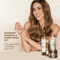 Rosemary sprig beside shampoo, evoking a natural scent that enhances your wash ritual.