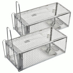 Anyhall live trap front view showing quick trigger for humane catch and release.