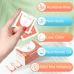 ANYINS Nail Polish Remover Pad packaging highlights its compact, leak-proof design for travel.