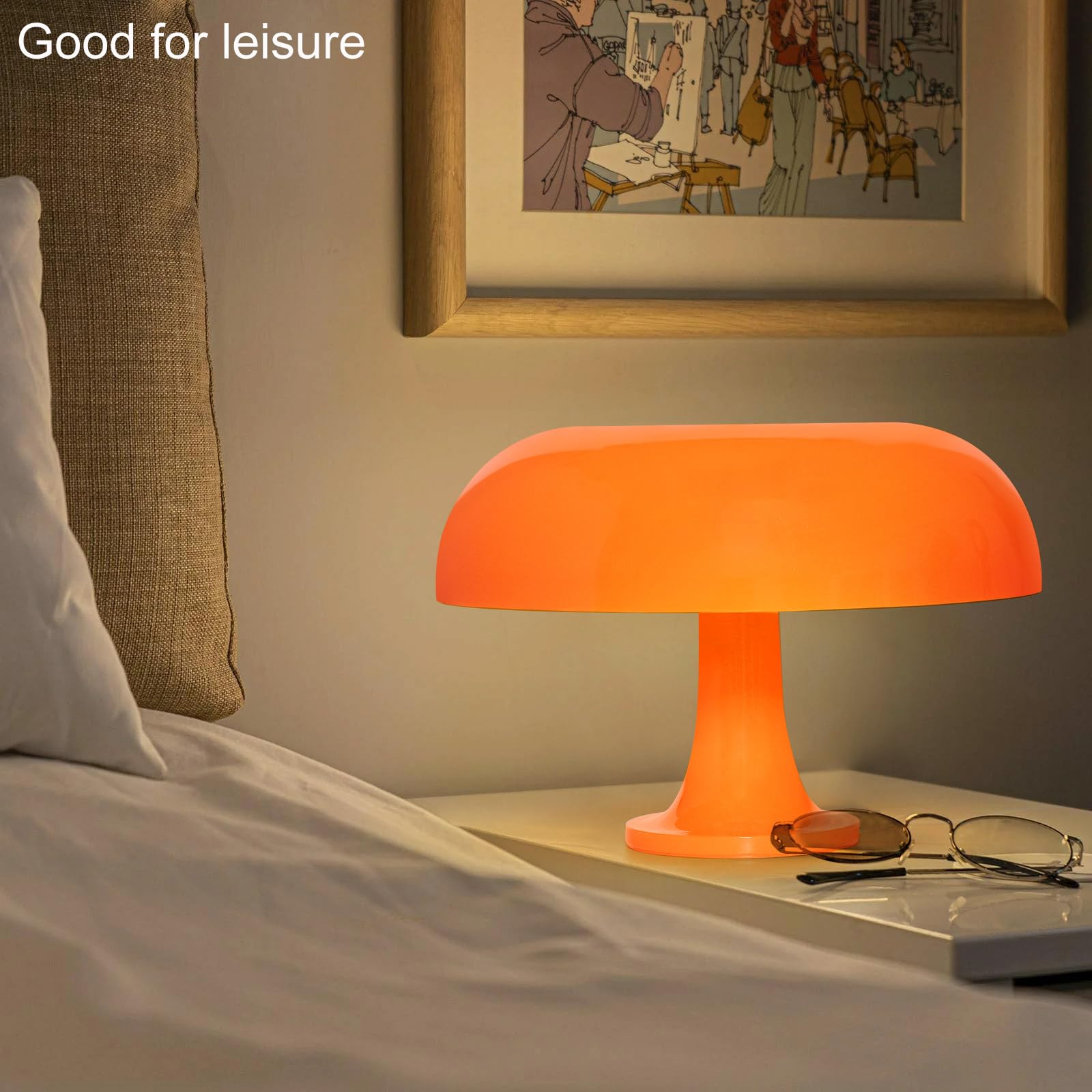 Anykonio orange mushroom lamp bedside shot for warm nighttime rituals.