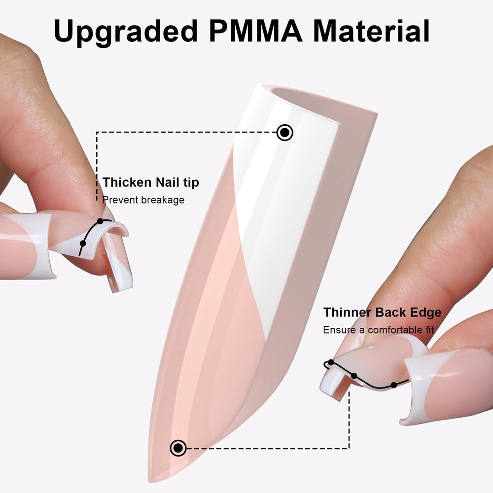 Anyos easy-application nail tips showing glue-on DIY nail art concept.