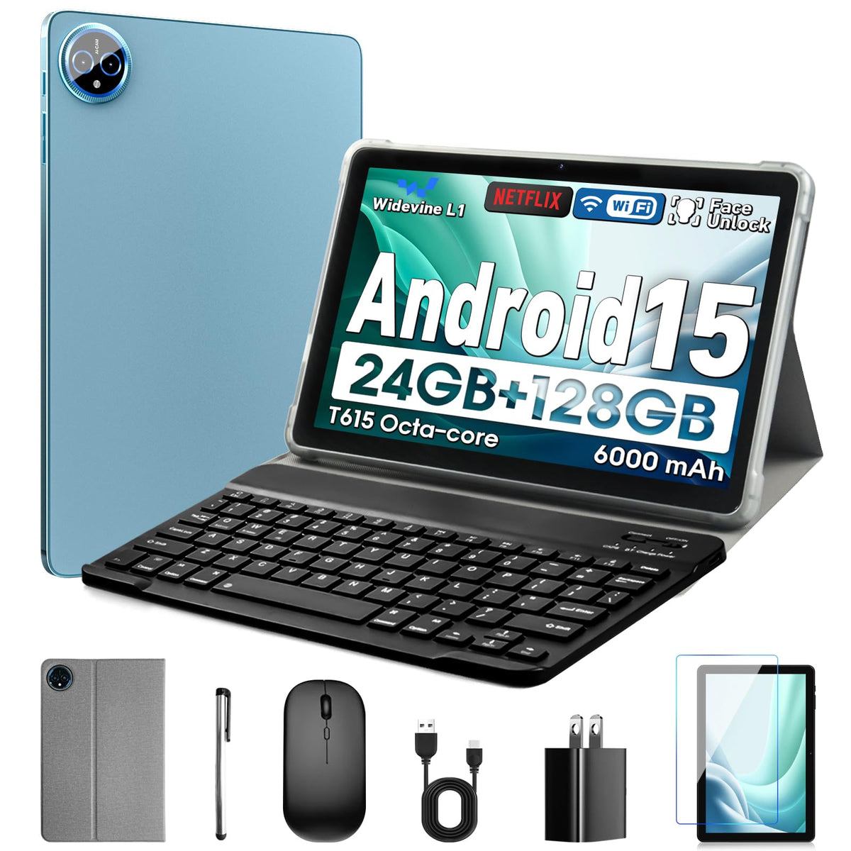 Aobante tablet front view with keyboard for portable productivity