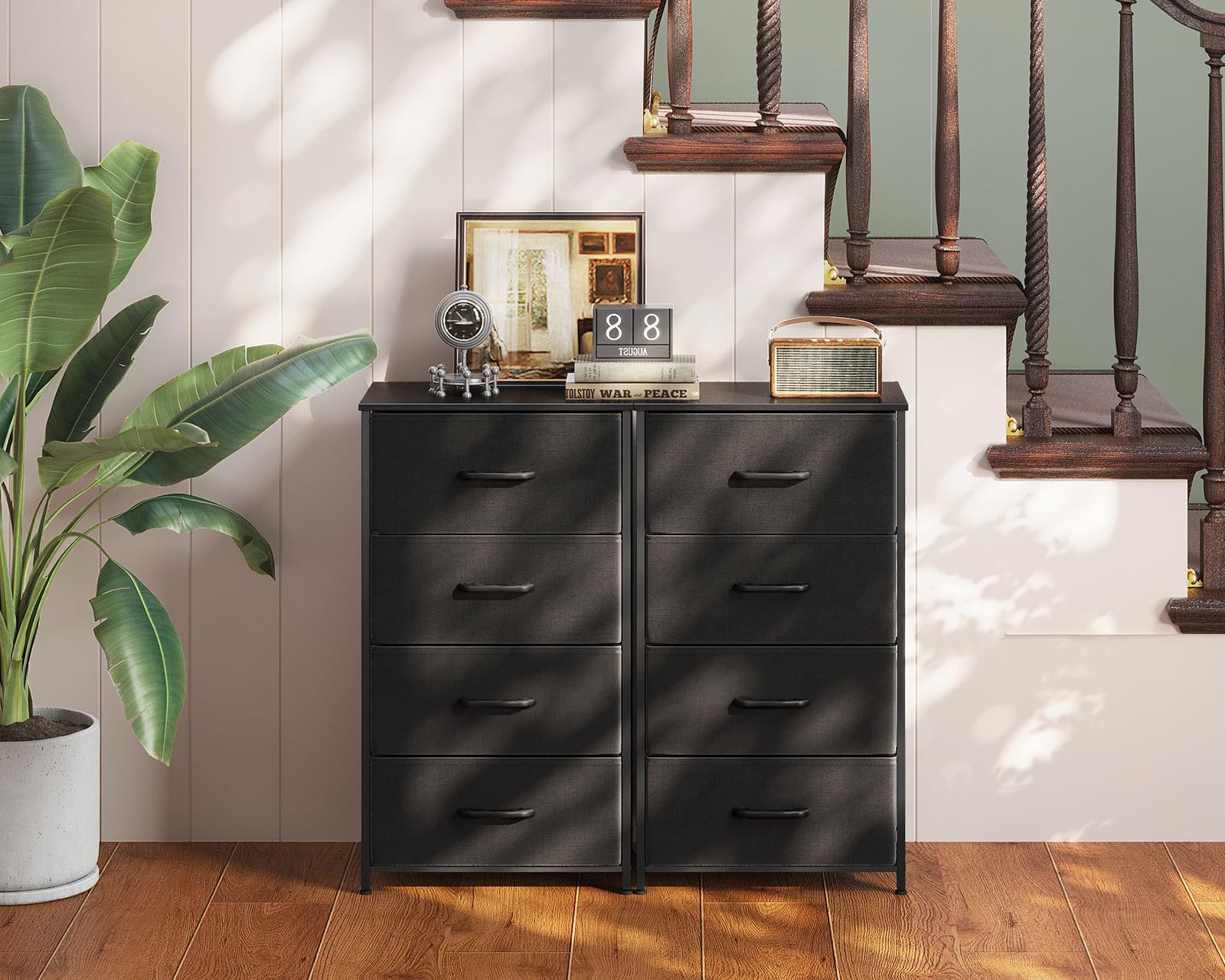 AODK dresser black finish front view complements modern decor.