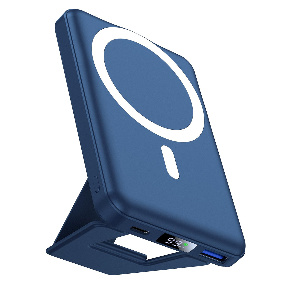 AOGUERBE MagSafe power bank with foldable stand for hands-free viewing on the go