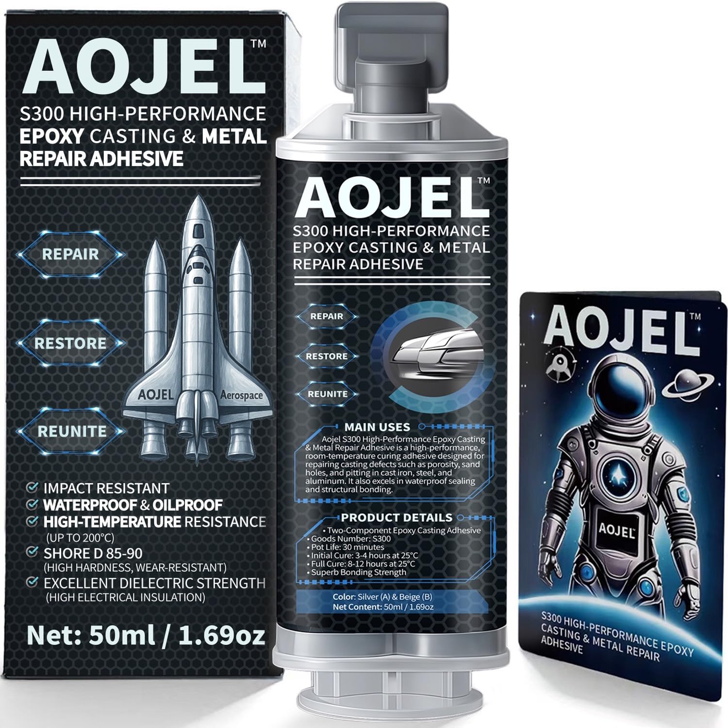 AOJEL 2-Part Structural Epoxy bottle for metal repair enables strong, lasting fixes.