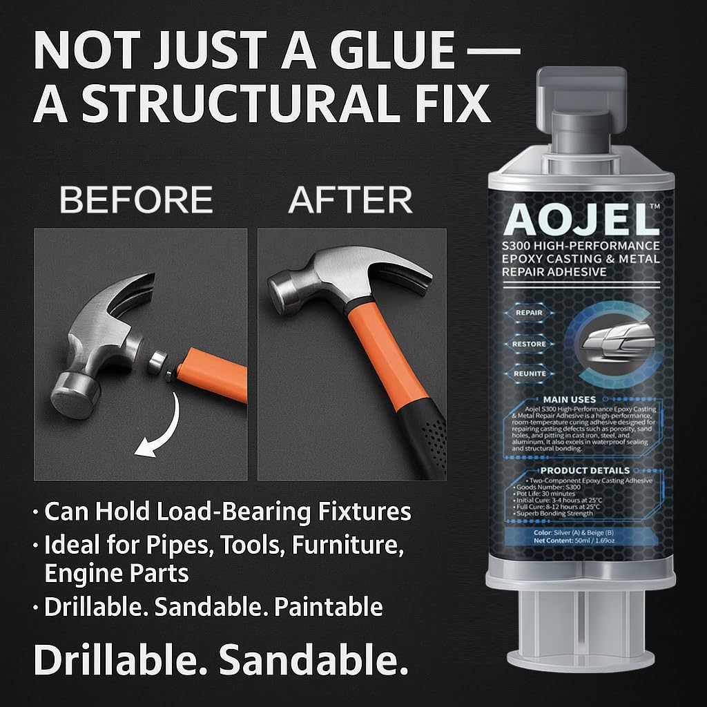 AOJEL epoxy mix being prepared for heat-free metal repairs.
