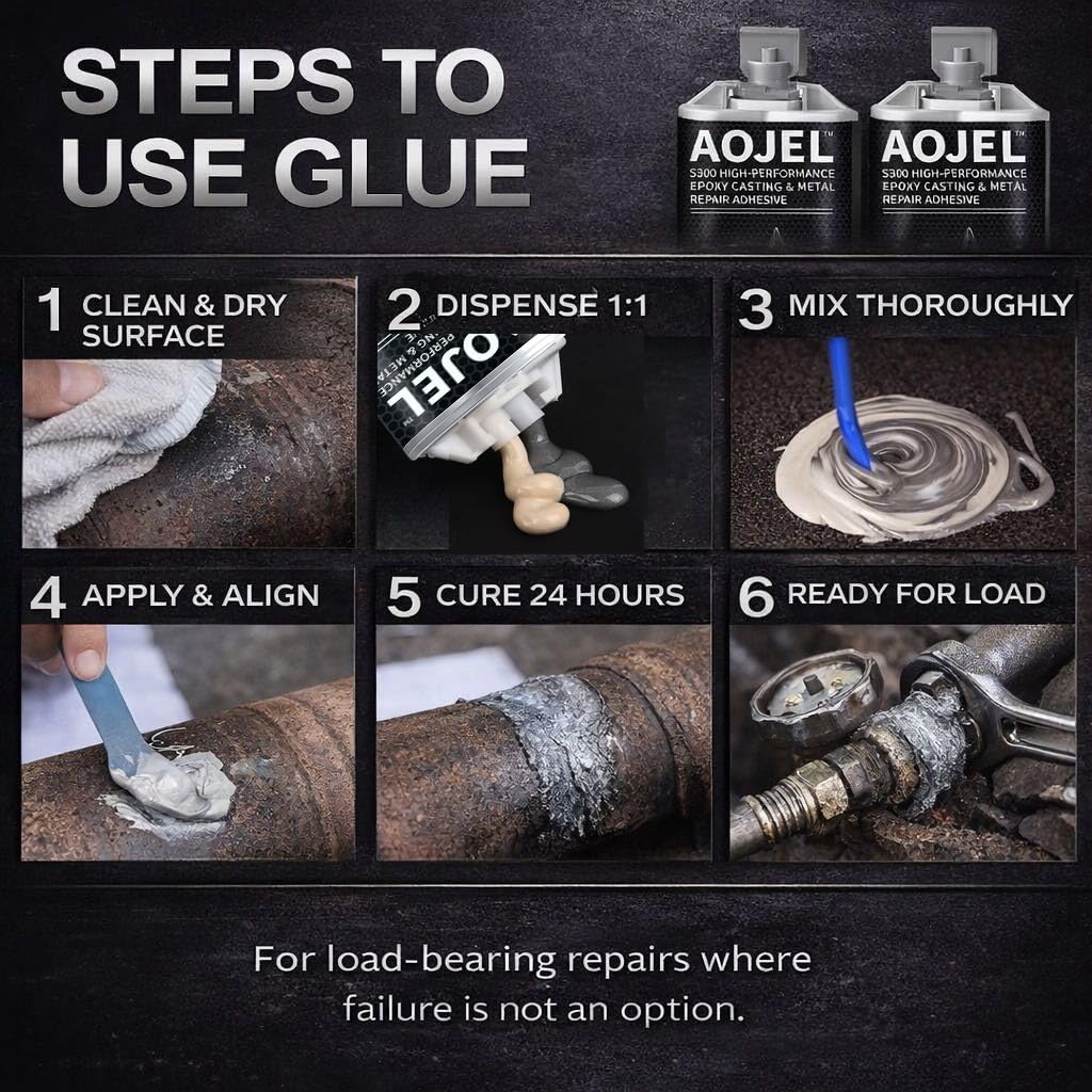 AOJEL epoxy resists oil and shop exposure after curing.