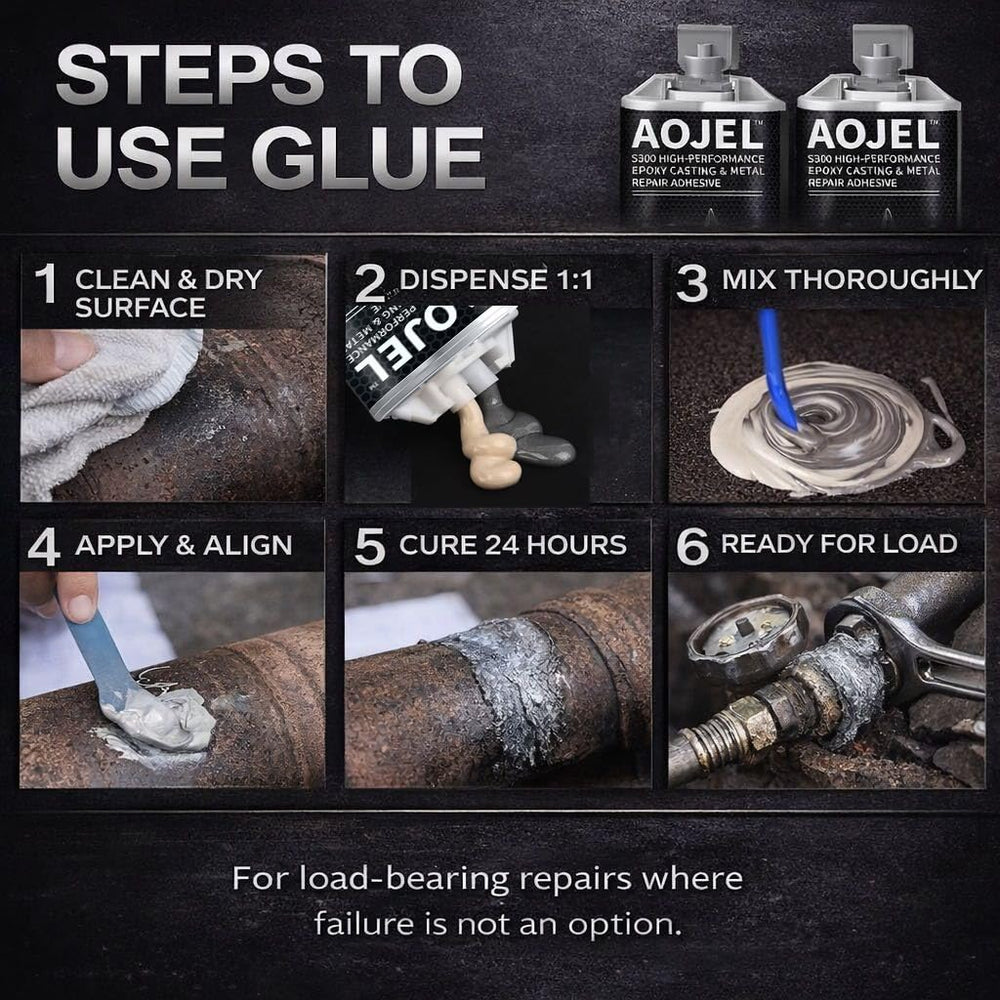 AOJEL epoxy resists oil and shop exposure after curing.