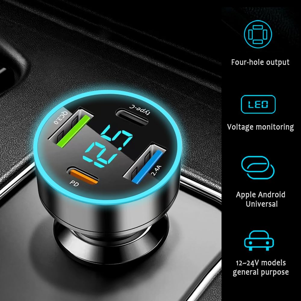 Aokdom car charger supports 12-24V vehicles, ideal for cars, trucks, and SUVs.