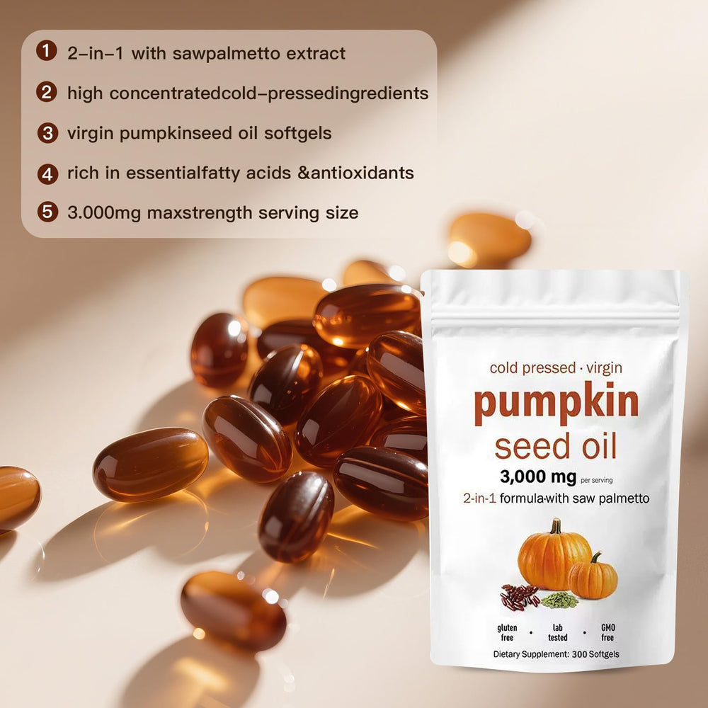 AOLBSPD label detail highlights pumpkin seed oil and saw palmetto in a vegan, non-GMO formula.