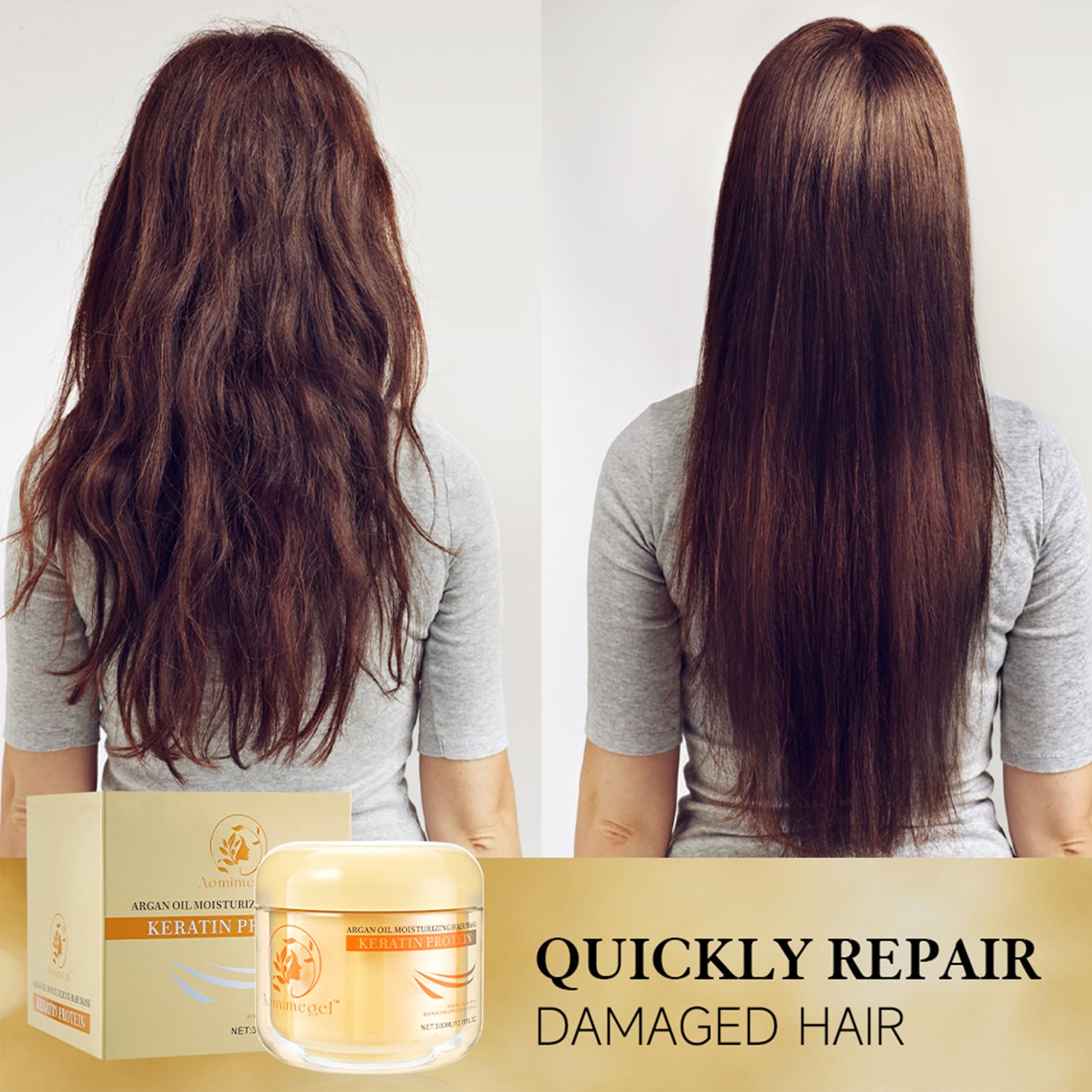Aomimegel Collagen Hair Mask suitable for all hair types and frizz control.