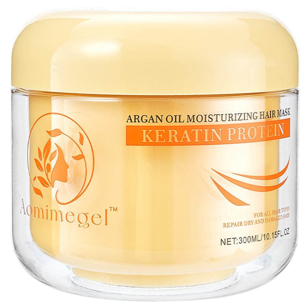 Aomimegel Collagen Hair Mask bottle pouring for quick, residue-free application.