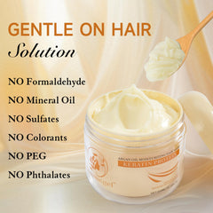 Aomimegel Collagen Hair Mask on damp hair showing brush-ready texture.
