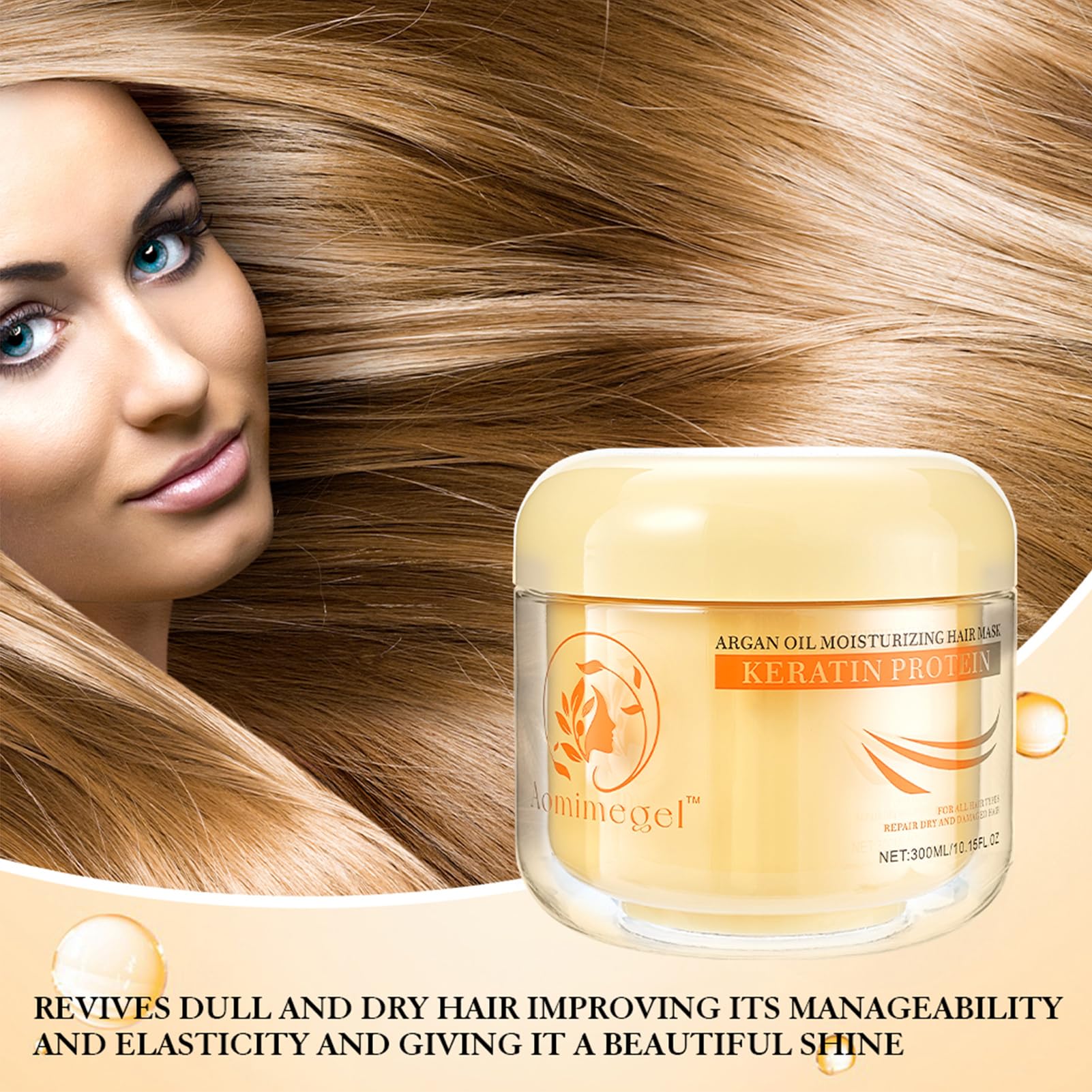 Aomimegel Collagen Hair Mask ingredients list highlighting collagen and argan oil.