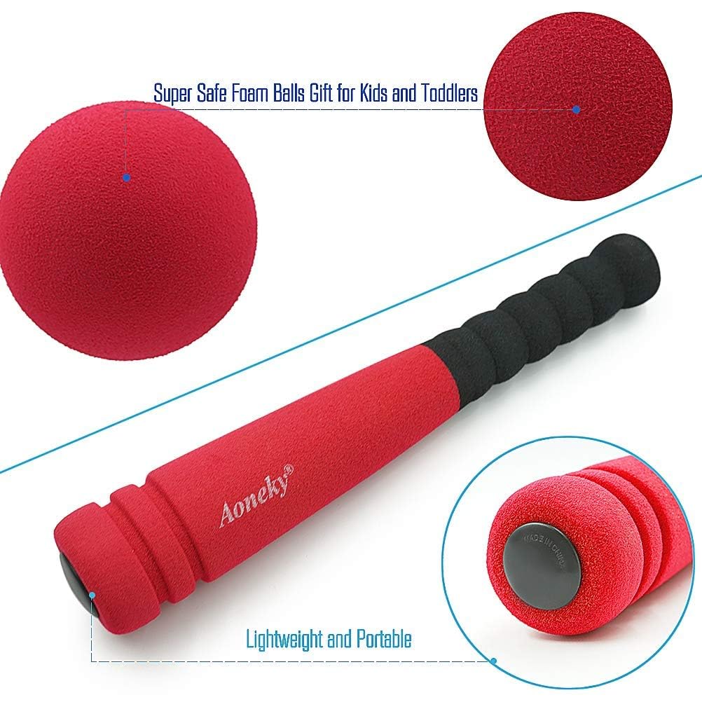 Aoneky foam ball close-up red showing plush texture for safe batting.