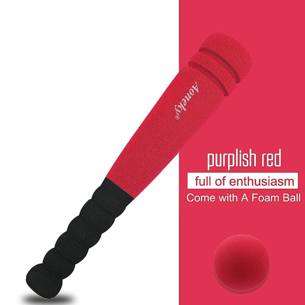 Aoneky foam baseball bat close-up red highlighting hollow core for durable, gentle impact.