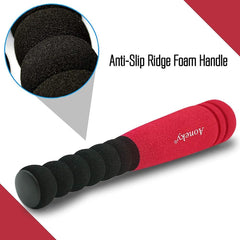 Aoneky mini baseball bat in kid hands red demonstrates easy grip and swing.