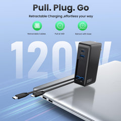 AONIMI charger with retractable dual cables extended for versatility