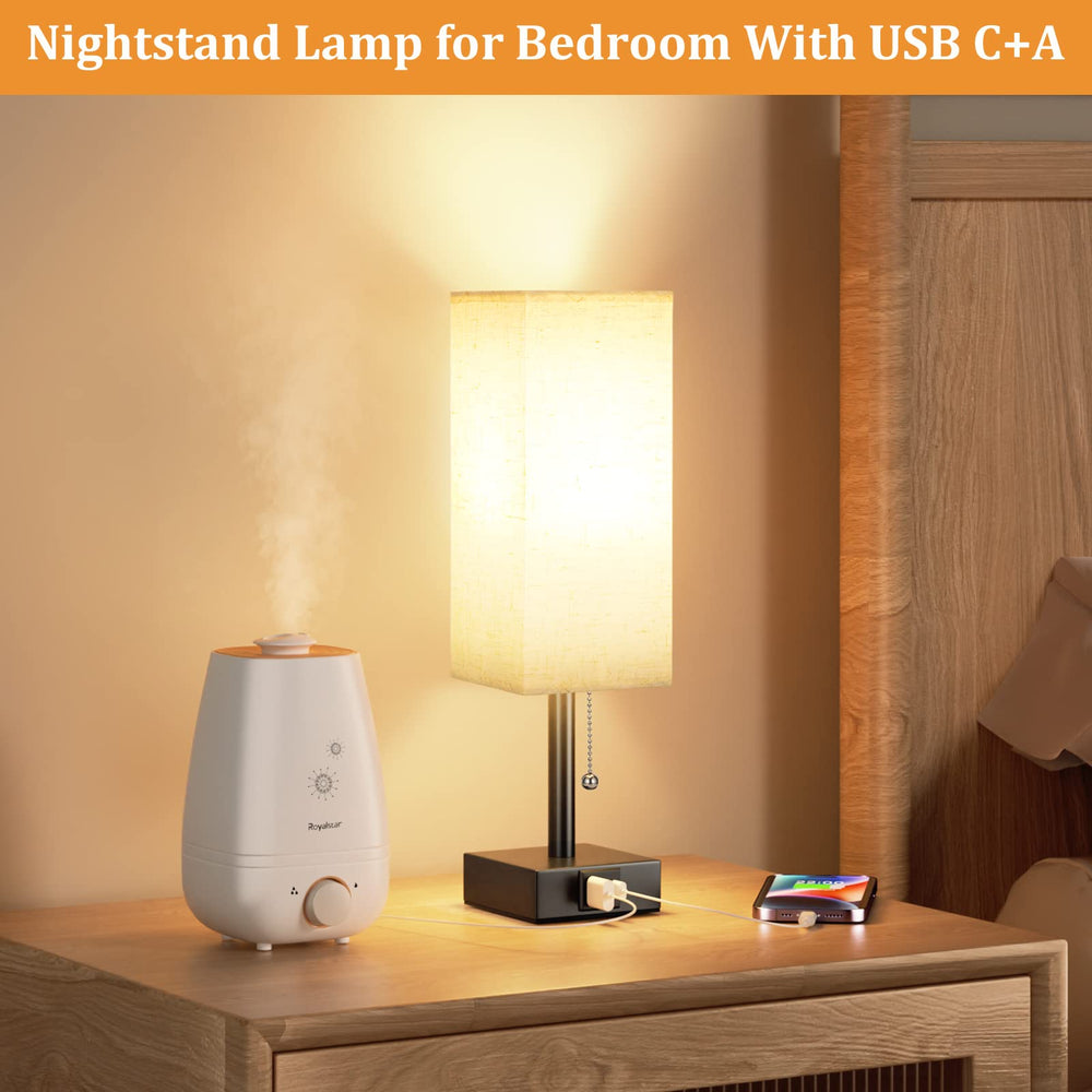 aooshine bedside lamp placed on a bedroom nightstand enhances decor and practical lighting.