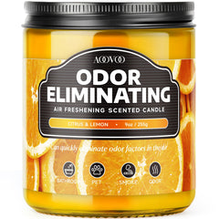 AOOVOO Citrus Lemon odor elimination candle burn close-up showing fragrance release.