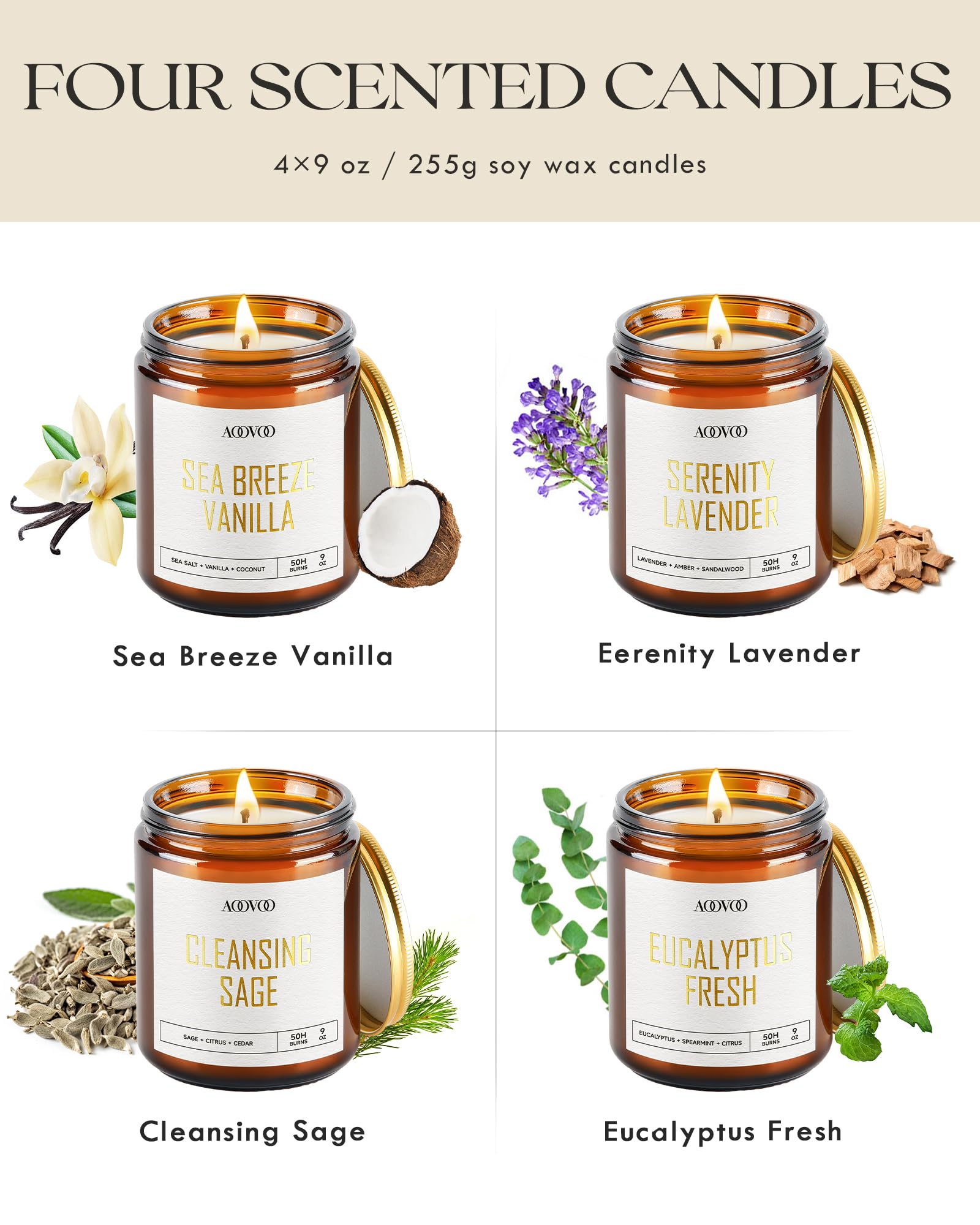 AOOVOO Eucalyptus Fresh candle jar evokes refreshing focus.